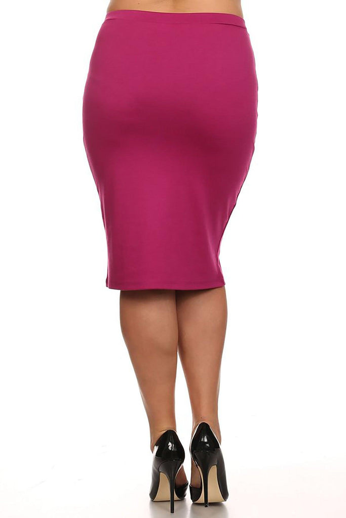 Women's Plus Size Casual Solid Pencil Midi Skirt FashionJOA
