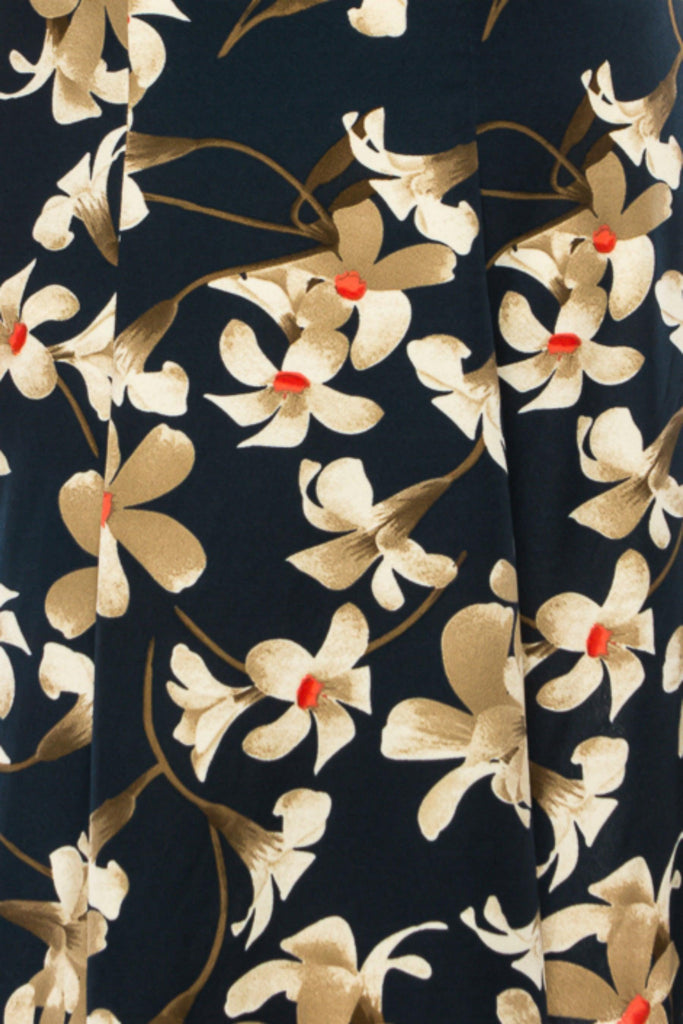 Women's Plus Size Classic Floral Print Flared Lightweight Midi A-line Skirt FashionJOA