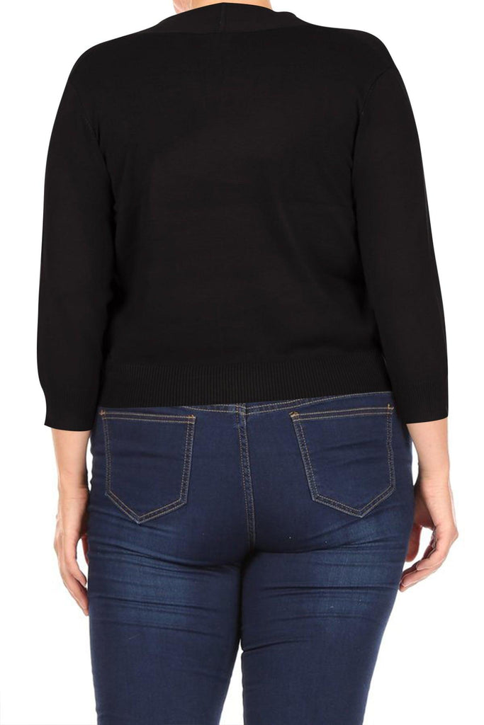 Women's Plus Size Long Sleeves Lightweight Open Solid Sweater Bolero Cardigan S-3XL FashionJOA