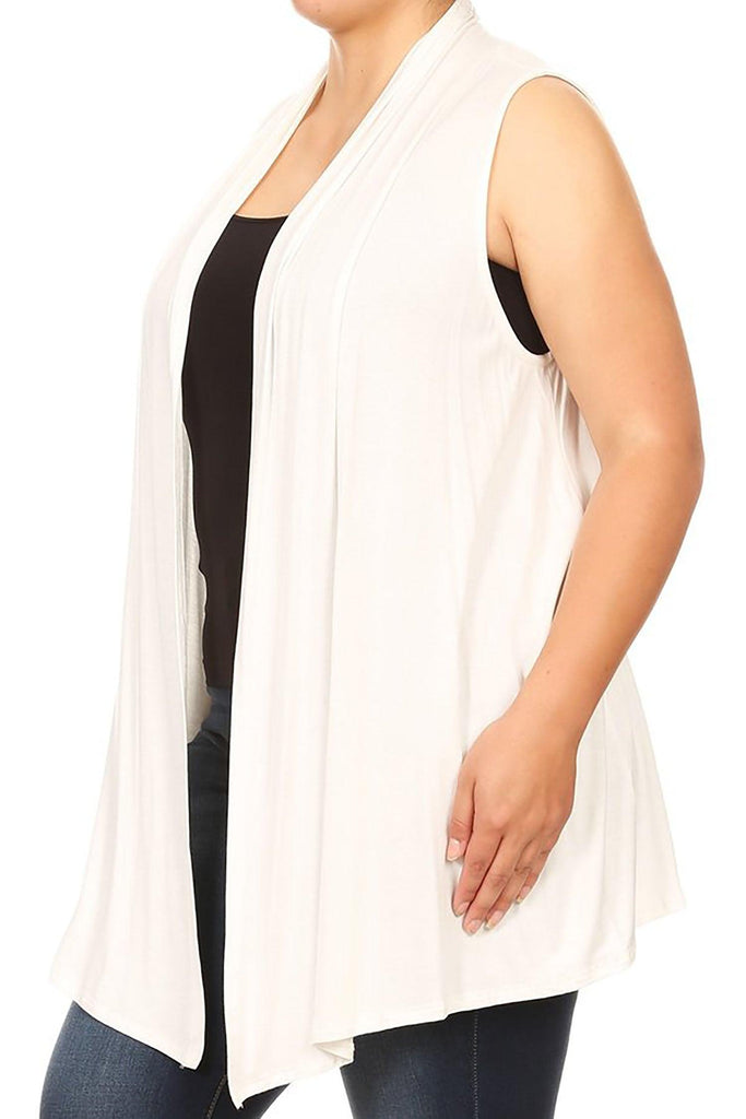 Women's Plus Size Open Front Relexed Fit CasualSleeveless Vest Cardigan FashionJOA