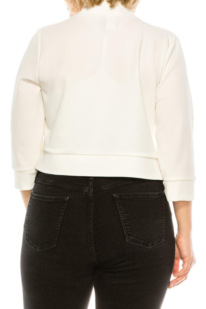 Women's Plus Size Solid Open Front 3/4 Sleeve Casual Office Blazer Cardigan FashionJOA