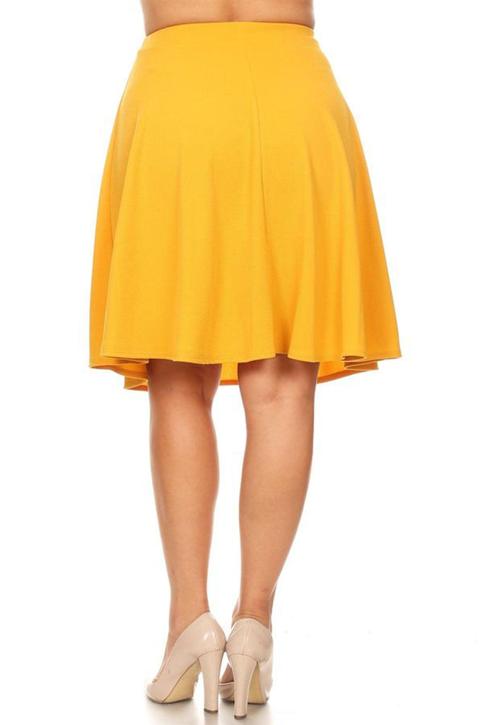 Women's Plus Size Stretchy Casual Basic A-Line Midi Skirt FashionJOA