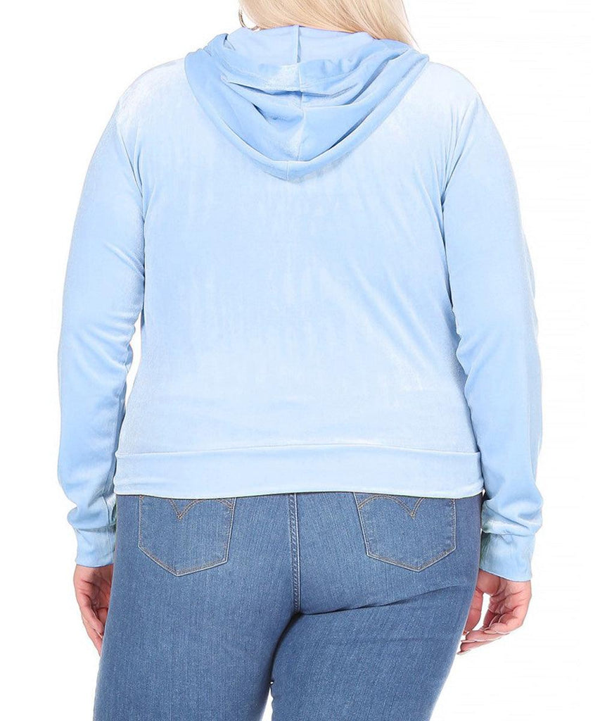 Women's Plus Size Velour Sweatshirt Zip Up Hoodie with Pockets FashionJOA