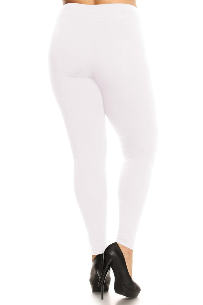 Women's Plus Size Workout Active Yoga Slim Elastic Band Solid Cotton Leggings FashionJOA