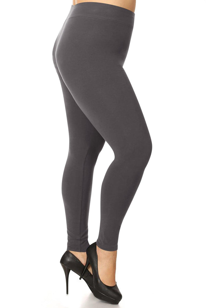 Women's Plus Size Workout Active Yoga Slim Elastic Band Solid Cotton Leggings FashionJOA