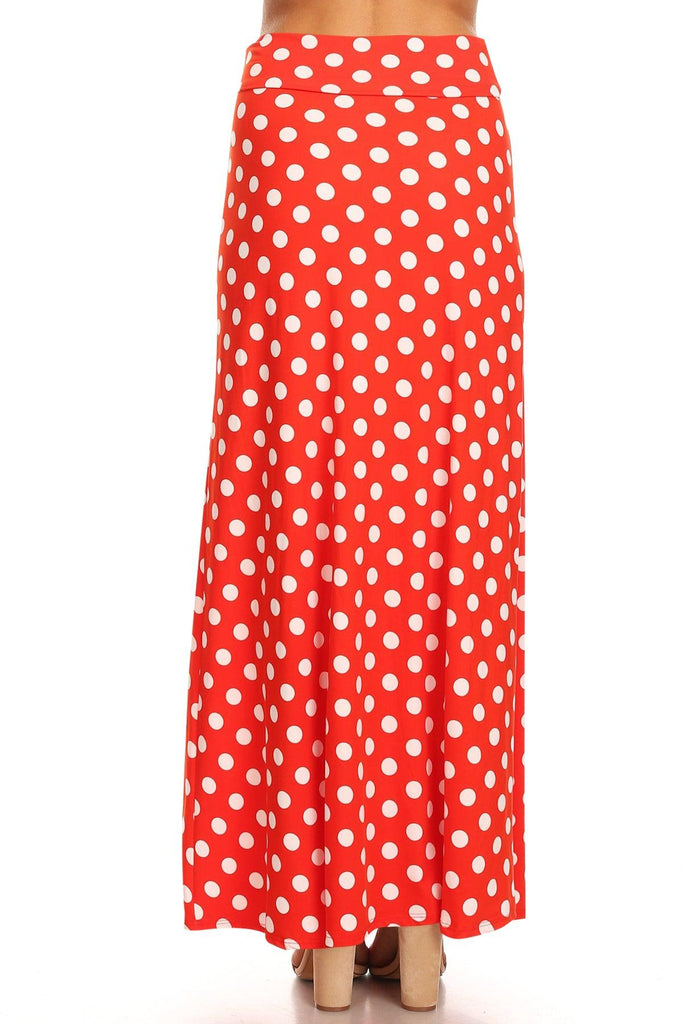 Women's Polka Dot Comfy Foldable Waist Loose Fit A-Line Loungewear Long Maxi Skirt FashionJOA