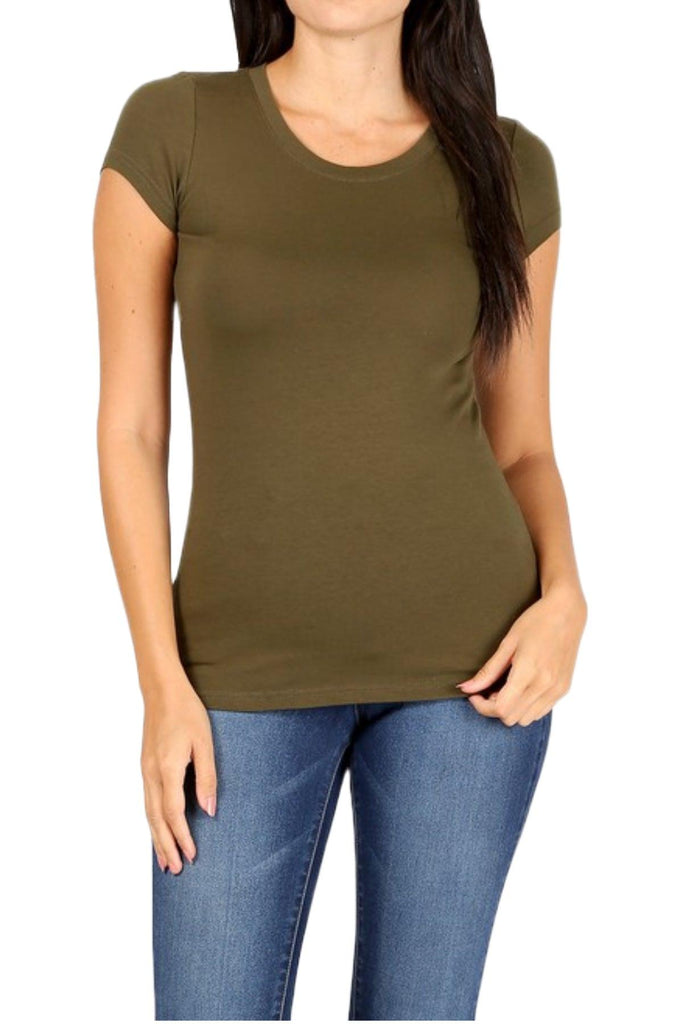 Women's Round Neck Short Sleeve Basic T-Shirt Top FashionJOA