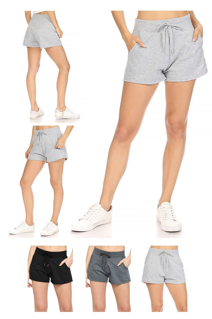 Women's Solid Casual Comfy Elastic Waist Drawstring Pockets Lightweight Short Pants FashionJOA