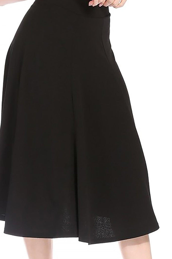 Women's Solid Flared Lightweight Elastic High Waist Long Midi A-line Skirt FashionJOA