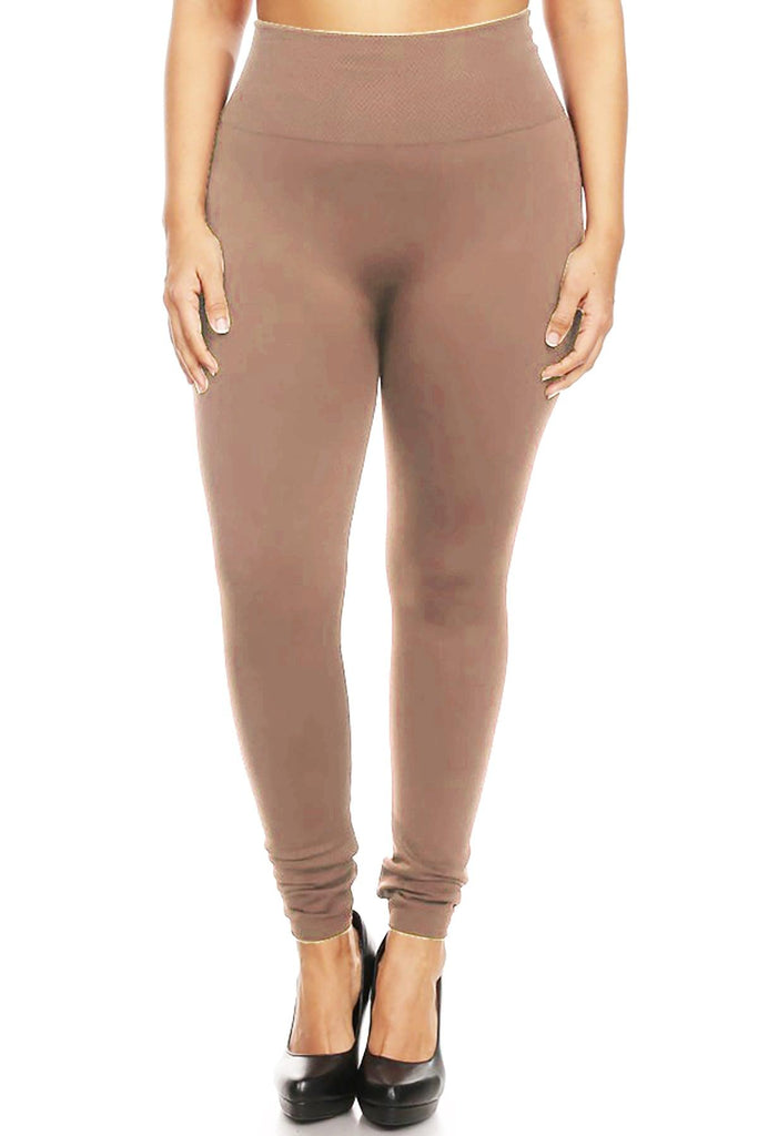 Women's Women's Plus Size Banded Waist Leggings with Fleece Lining FashionJOA