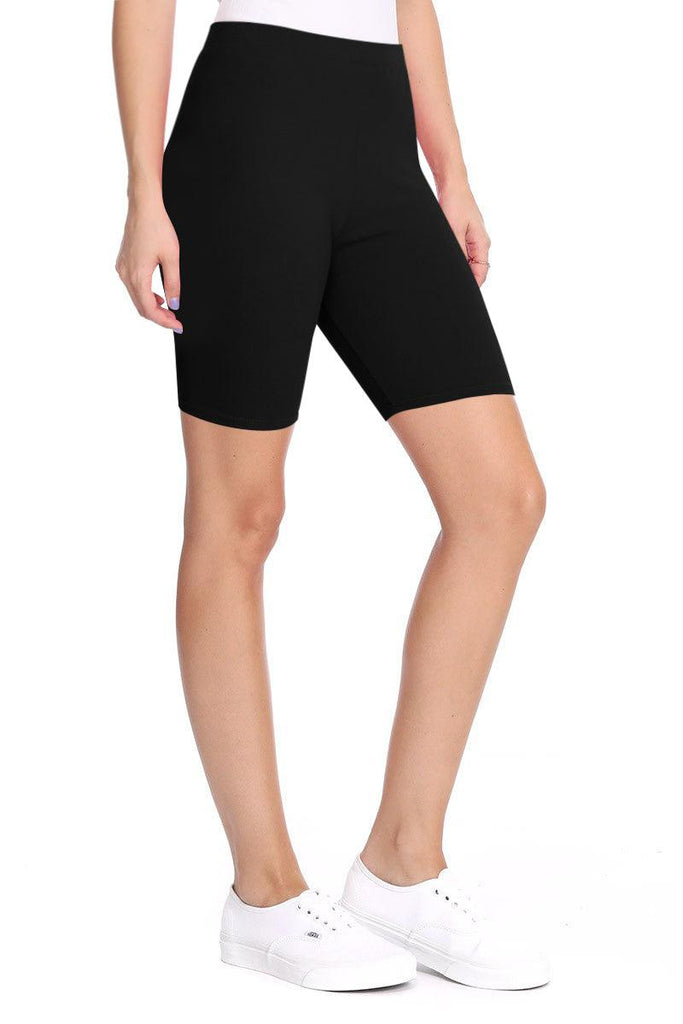 Women's Workout Comfy Elastic Band Solid Active Yoga Biker Shorts Pants S-3XL FashionJOA