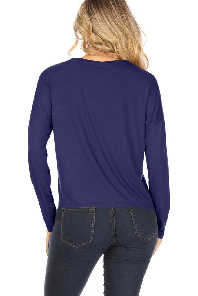 Womens Casual Comfy Relaxed Fit Round Neck Long Sleeves Solid T-Shirt Tee Tunic Top FashionJOA