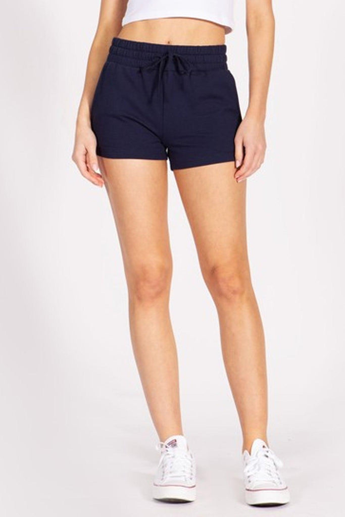 Womens Solid French Terry Shorts drawstring waistband FashionJOA