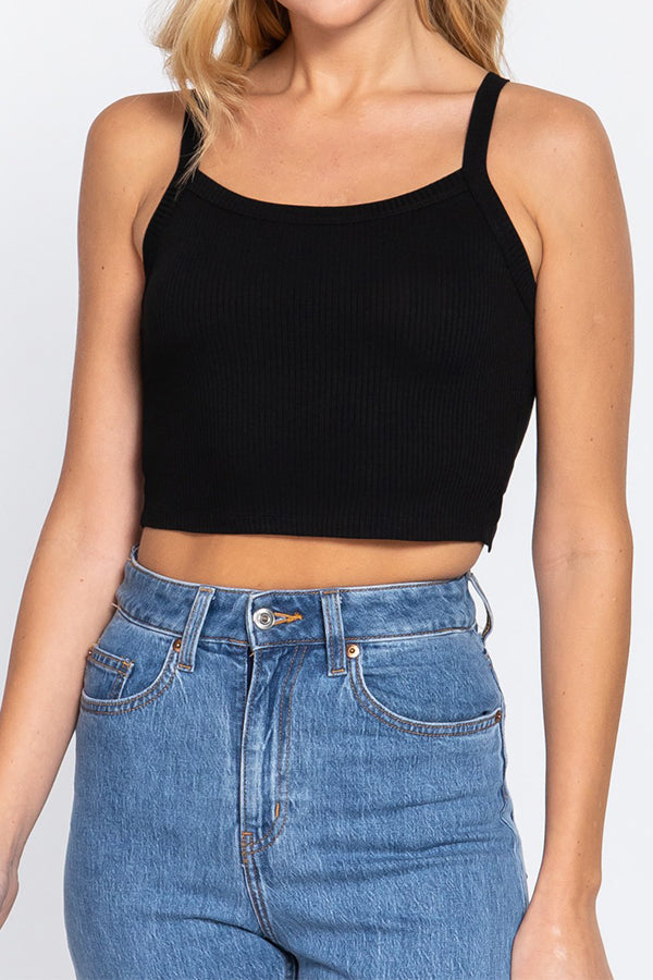 STRAIGHT NECK BACKLESS STRAPPY CAMI TOP - FashionJOA
